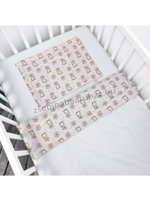Harmony Baby 2 részes babaágynemű garnitúra - takaró + párna - Rózsaszín hódok