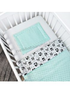   Harmony Baby 2 részes babaágynemű garnitúra - takaró + párna - Menta - pandák
