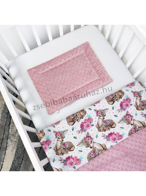 Harmony Baby 2 részes babaágynemű garnitúra - takaró + párna - Mályvarózsa - Őzikék virágokkal