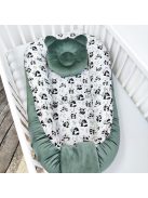 Harmony Baby XL babafészek AJÁNDÉK macipárnával - Smaragdzöld bársony - pandák