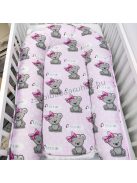 Harmony Baby XL babafészek AJÁNDÉK macipárnával - Szürke - rózsaszín masnis maci