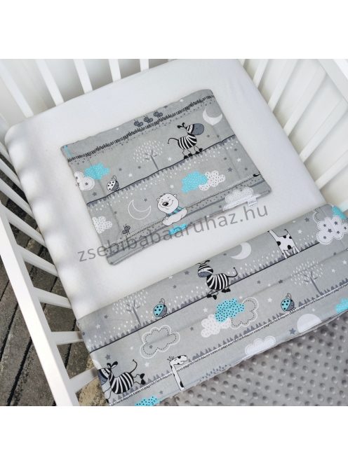 Harmony Baby 2 részes babaágynemű garnitúra - takaró + párna - Grafitszürke - szürke zebrák