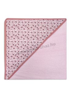   Harmony Baby kapucnis fürdőlepedő 80*80 cm - rózsaszín - mályva virágok