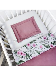   Harmony Baby 2 részes babaágynemű garnitúra - takaró + párna - Mályva bársony - rózsakert