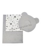 Deluxe Baby muszlin-pamut kétoldalas babatakaró párnával - szürke - "Magic Stars"