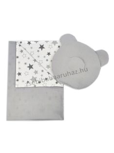   Deluxe Baby muszlin-pamut kétoldalas babatakaró párnával - szürke - "Magic Stars"