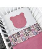 Deluxe Baby muszlin-pamut kétoldalas babatakaró párnával - mályva - patchwork erdei állatok