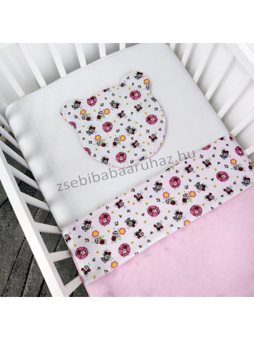 Deluxe Baby muszlin-pamut kétoldalas babatakaró párnával - rózsaszín - katicák