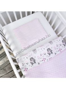   Deluxe Baby 2 részes babaágynemű garnitúra - takaró + párna - világos rózsaszín - nyuszikák és macikák