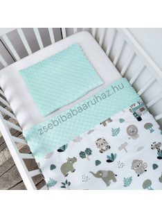   Deluxe Baby 2 részes babaágynemű garnitúra - takaró + párna - Menta - autós szafari