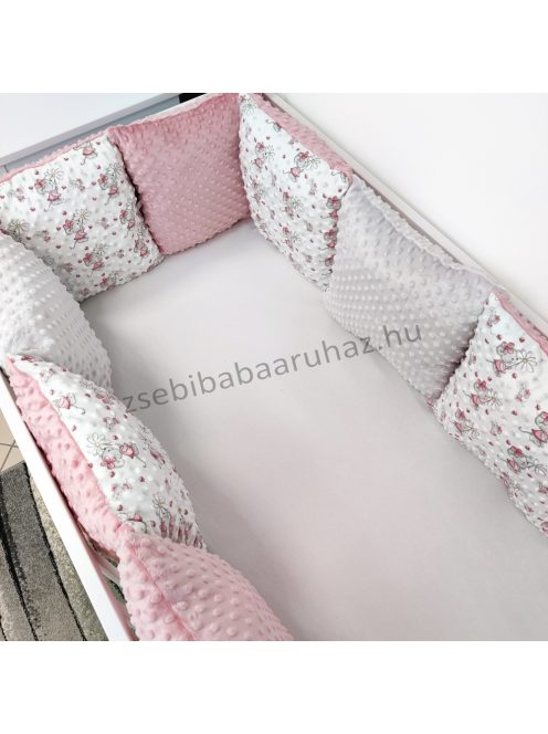 Deluxe Baby 11 részes mintás Minky babaágynemű garnitúra - Egérkék virágokkal
