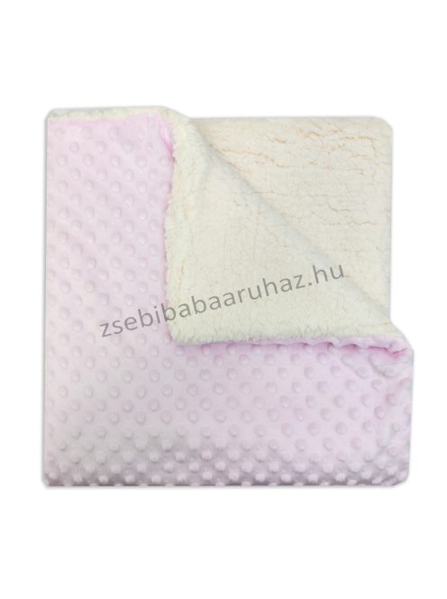 Deluxe Baby 75*75 cm-es Minky-Sherpa babatakaró - világos rózsaszín - krém