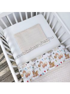   Deluxe Baby 2 részes babaágynemű garnitúra - takaró + párna - Mogyoró - őzike és róka a virágos réten