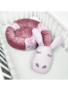 Harmony Baby kukac hengerpárna rácsvédő 190 cm - Mályva - rózsaszín szívecskés