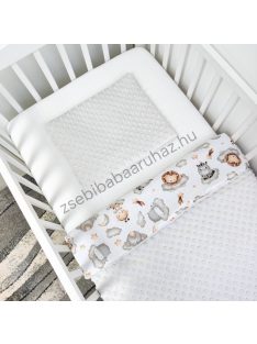   Deluxe Baby 2 részes babaágynemű garnitúra - takaró + párna - szürke - vidám szafari