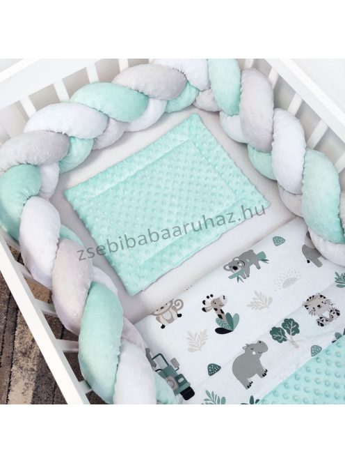 Harmony Baby babaágynemű garnitúra babafészekkel - 5 részes - Menta - autós szafari