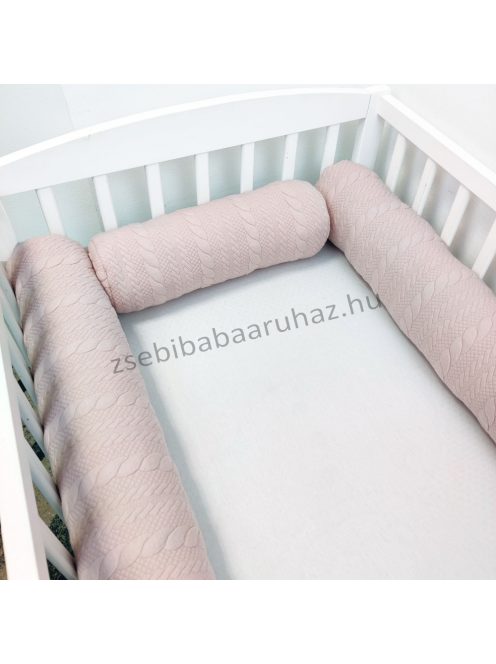 Deluxe Baby hengerpárna rácsvédő 4 db-os - Kötött hatású pasztell mályvarózsaszín