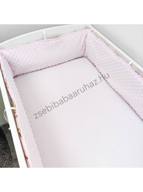 Deluxe Baby Classic Minky-pamut rácsvédő - 220 cm - rózsaszín bébi erdei állatok