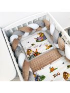  Deluxe Baby 3 részes babaágynemű garnitúra - takaró + párna + fonott rácsvédő - Csoki - Zoo II. 