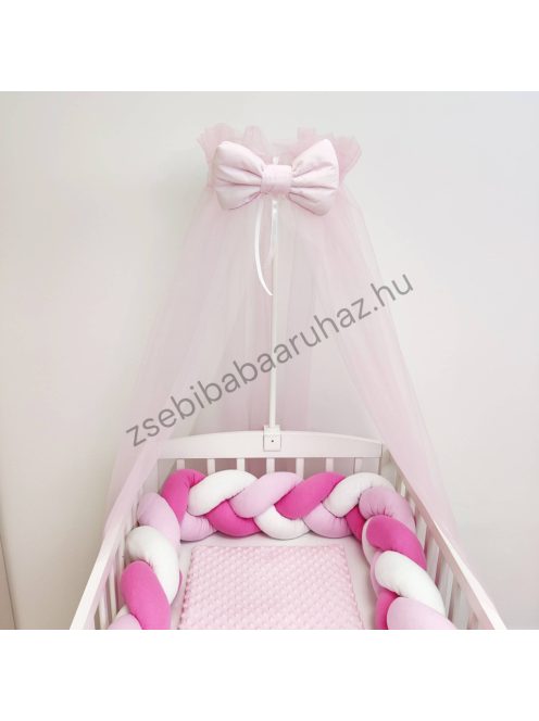 Sweet Baby babaágynemű garnitúra AJÁNDÉK baldachin függönnyel - rózsaszín léggömbös macik