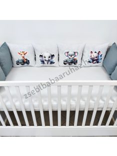   Deluxe Baby óriás mintás párnás rácsvédő 8 db-os - kék autós szafari