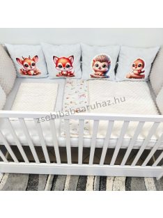   Deluxe Baby 10 részes babaágynemű garnitúra - vanília - cuki őzike-róka-madárka-süni