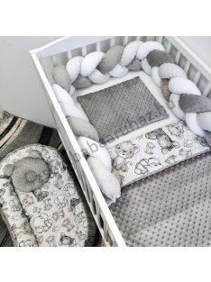   Deluxe Baby babaágynemű garnitúra babafészekkel - 5 részes - Grafitszürke - bébi szafari I.