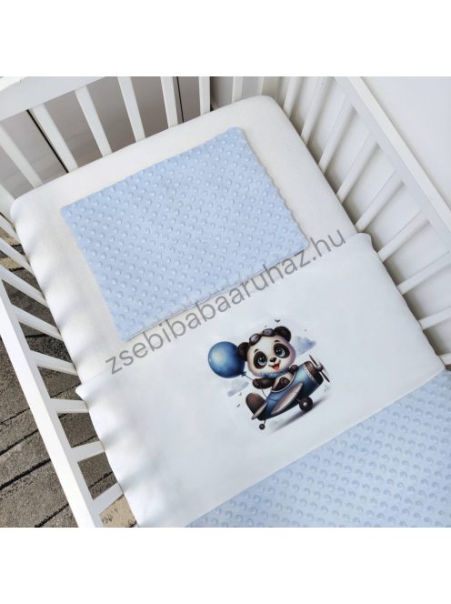 Deluxe Baby 2 részes babaágynemű garnitúra - takaró + párna - világoskék - repcsis panda
