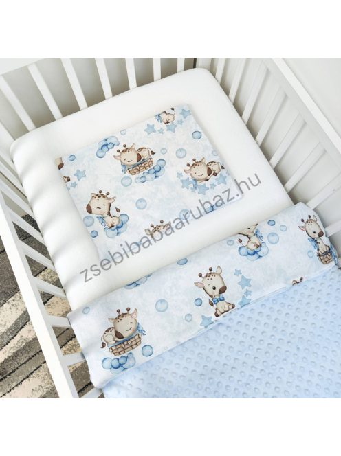 Deluxe Baby babaágynemű garnitúra babafészekkel - 5 részes - világoskék - bébi zsiráf