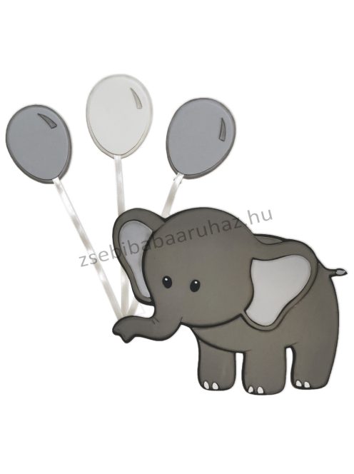 Habszivacs falidekoráció - Lufis elefánt - szürke-világosszürke