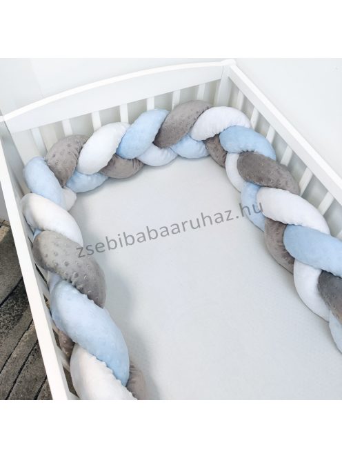 Deluxe Baby 3 részes babaágynemű garnitúra - takaró + párna + fonott rácsvédő - világoskék - repcsis rókák II.
