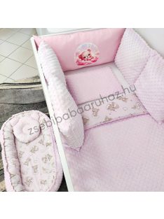   Deluxe Baby 9 részes babaágynemű garnitúra - világos rózsaszín - felhőn alvó macikák