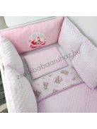 Deluxe Baby 9 részes babaágynemű garnitúra - világos rózsaszín - felhőn alvó macikák