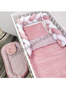   Deluxe Baby babaágynemű garnitúra babafészekkel - 5 részes - Mályvarózsa - virágocskák