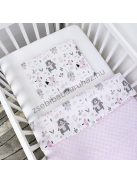 3 részes babaágynemű garnitúra - takaró + párna + fonott rácsvédő - világos rózsaszín - nyuszikák és macikák