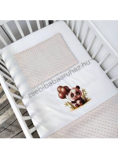   Deluxe Baby 2 részes babaágynemű garnitúra - takaró + párna - mogyoró - panda léggömbökkel