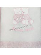 Trimex 3 részes babaágynemű garnitúra - takaró+párna+rácsvédő - rózsaszín csíkos - kis virágos - macik