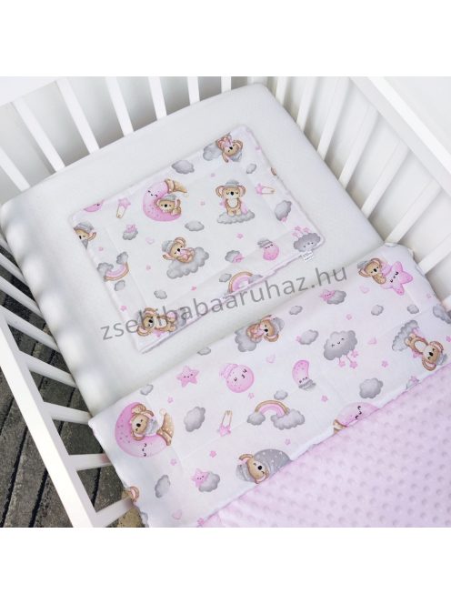 Harmony Baby 3 részes babaágynemű garnitúra - takaró + párna + fonott rácsvédő - Világos rózsaszín - koalák