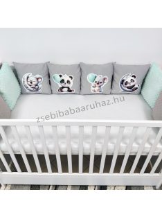   Deluxe Baby óriás mintás párnás rácsvédő 8 db-os - panda és koala menta lufikkal