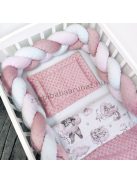 Harmony Baby babaágynemű garnitúra babafészekkel - 5 részes - Mályvarózsa - Mackó és barátai a felhők között