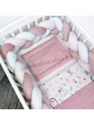 Harmony Baby 3 részes babaágynemű garnitúra - takaró + párna + fonott rácsvédő - Mályvarózsa - őzike és barátai 