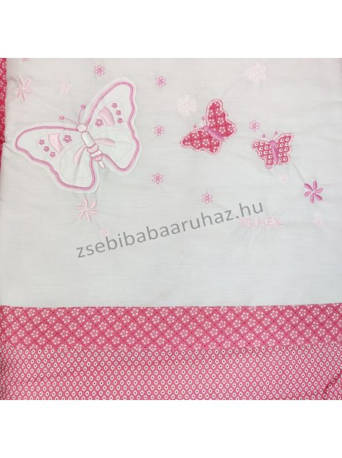 Trimex 4 részes babaágynemű garnitúra - takaró+párna+rácsvédő+baldachin - rózsaszín - pillangók