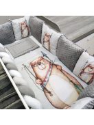 Deluxe Baby óriás mintás babaágynemű garnitúra - 10 részes + ajándék fonott rácsvédő - Grafitszürke - Indián mackó