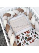Harmony Baby 3 részes babaágynemű garnitúra - takaró + párna + fonott rácsvédő - Mogyoró - mókus-nyuszi-süni