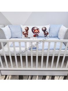   Deluxe Baby 9 részes babaágynemű garnitúra - világoskék - léggömbös állatok