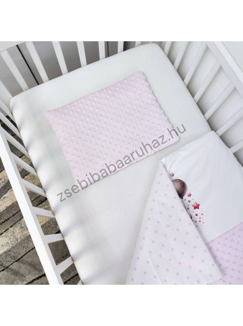 Deluxe Baby 2 részes babaágynemű garnitúra - takaró + párna - világos rózsaszín - maci léggömbökkel
