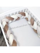 3 részes babaágynemű garnitúra - takaró + párna + fonott rácsvédő - Vanília cicák 