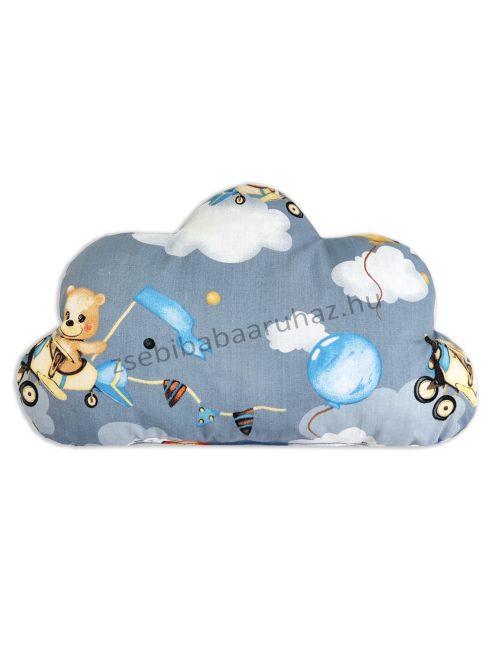 Harmony Baby kétoldalas párna - Felhő - acélkék - repcsis mackók