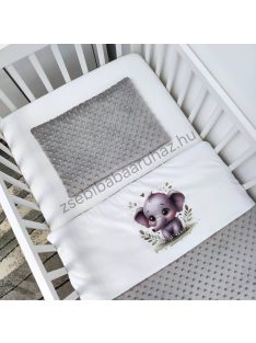   Deluxe Baby 2 részes babaágynemű garnitúra - takaró + párna - grafitszürke - bébi elefánt