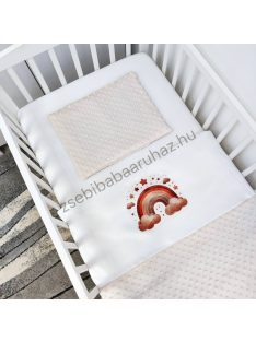   Deluxe Baby 2 részes babaágynemű garnitúra - takaró + párna - mogyoró - szivárvány